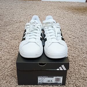 Adidas Men's White and Black Grand Court Sneakers